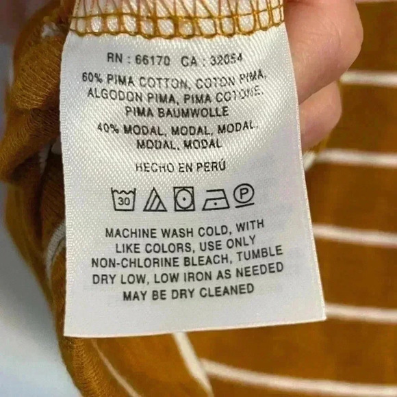 Anthropologie Mustard Yellow and White Horizontal Stripes Quarter Sleeve T Sz XS - Picture 5 of 7